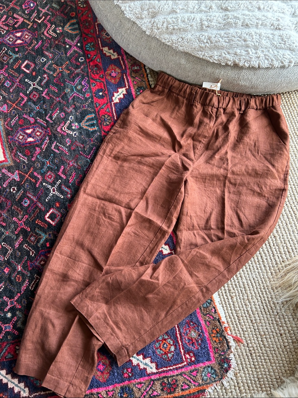 NWT Quince Rust Brown 100% European Linen Pants
